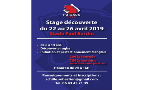 Stage de rugby vacances de printemps
